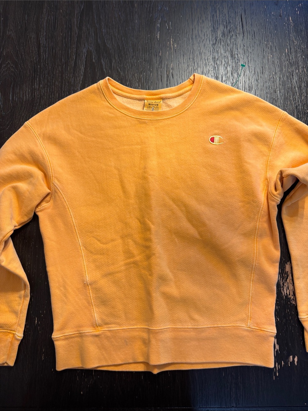 Champion Orange Reverse Weave Crewneck Sweatshirt with Chest Logo